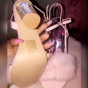 Faux fur heels